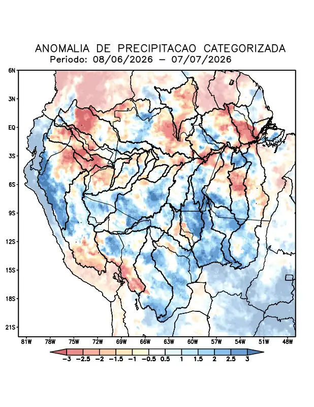 Anomalia de precipitação na Bacia Amazônica