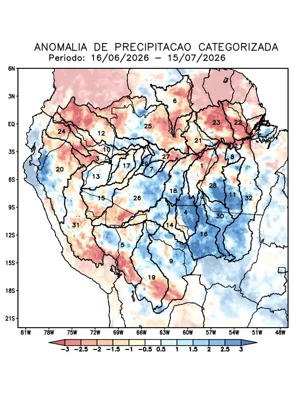 Anomalia de precipitação na Bacia Amazônica