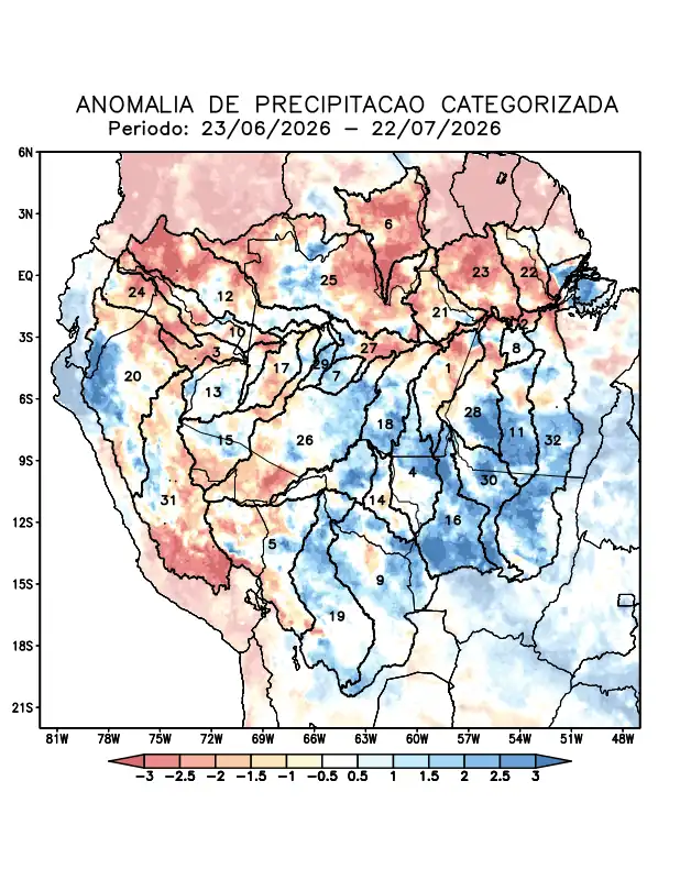 Anomalia de precipitação na Bacia Amazônica