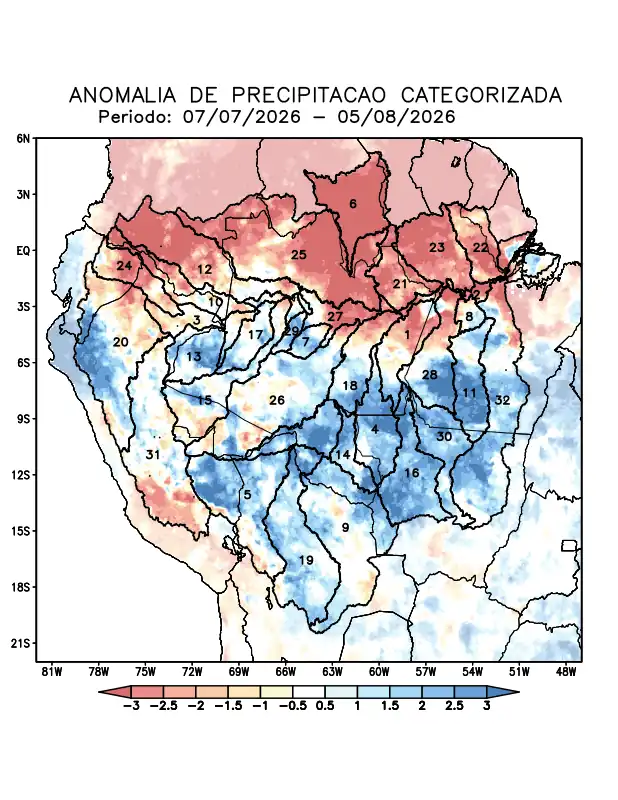 Anomalia de precipitação na Bacia Amazônica