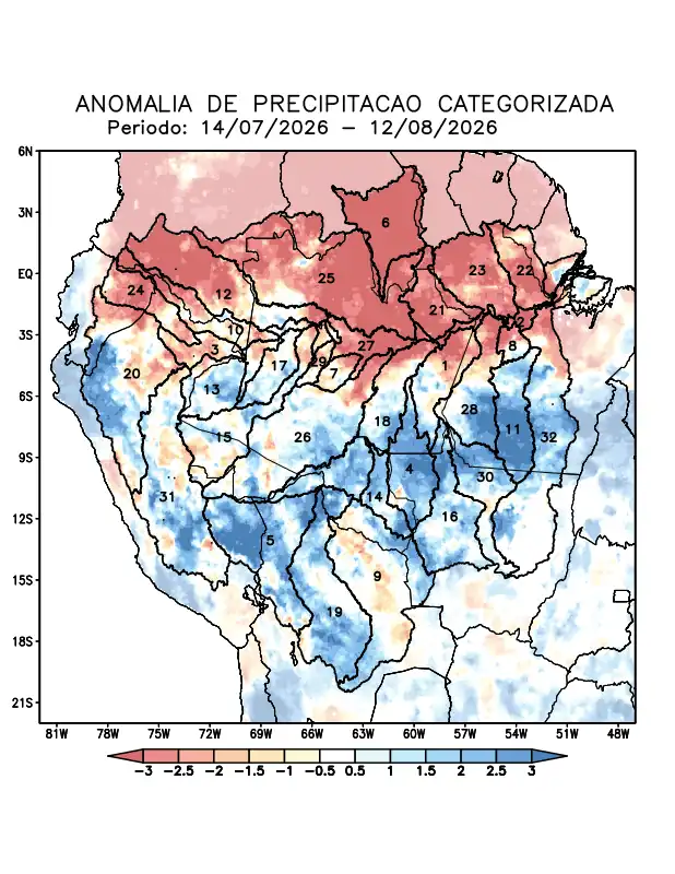 Anomalia de precipitação na Bacia Amazônica