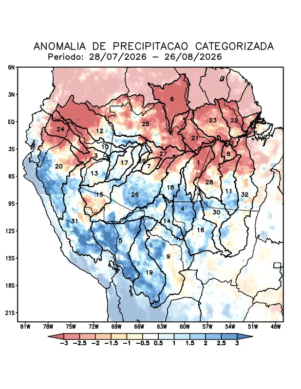 Anomalia de precipitação na Bacia Amazônica