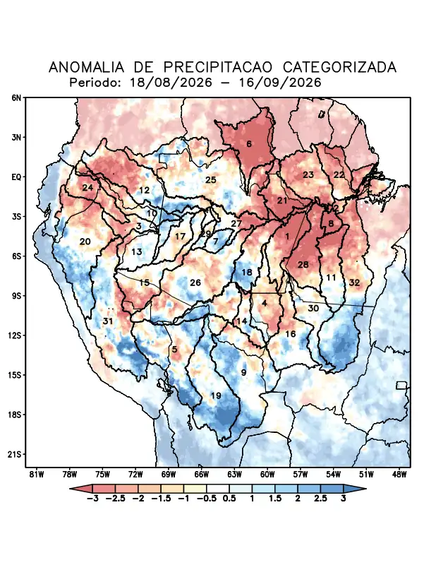 Anomalia de precipitação na Bacia Amazônica