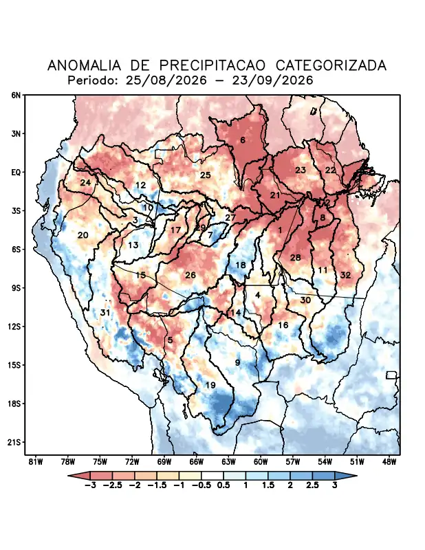 Anomalia de precipitação na Bacia Amazônica